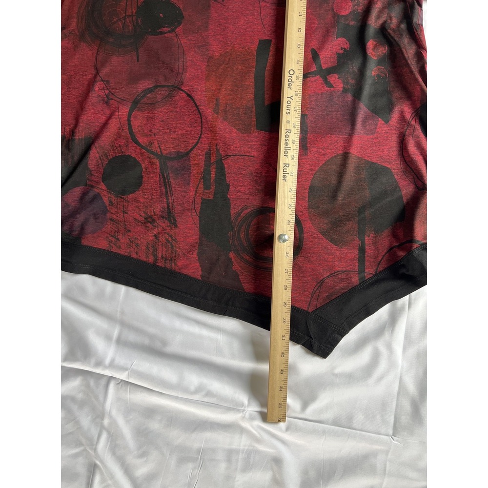 Jess & Jane‎ Shirt Womens 2X Red Black Abstract Print Long Sleeve Top Made USA - Picture 10 of 13